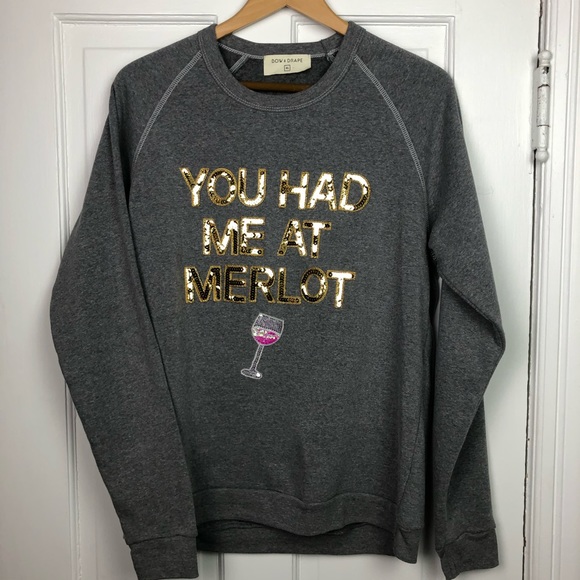 Bow & Drape Tops - Bow + Drape You Had Me at Merlot Gray Sweatshirt
